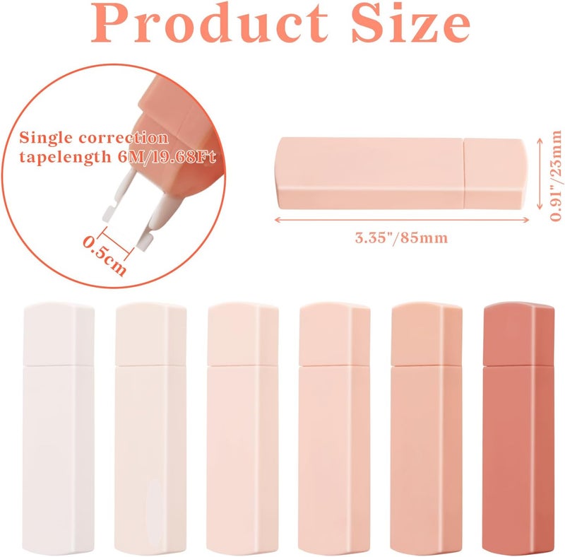 Temiary 6Pcs Mini White Correction Tapes, Quick Dry Smooth Pull Out for Writing, Aesthetic Cute Correction Tape Set Easy To Use for Students School Office Supplies (Pink) - Image 3